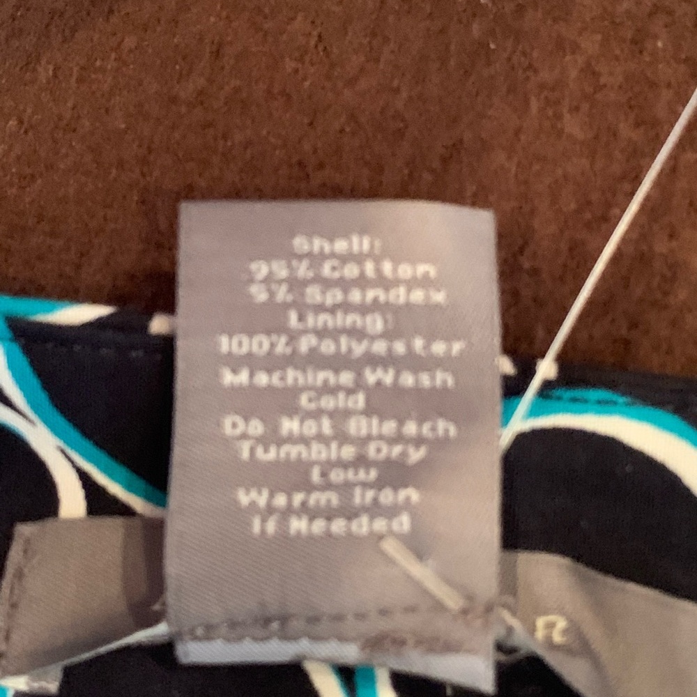 NWT Ann Taylor Fully Lined Pencil Skirt/Sz 6/Blk w/White-Teal Circles/Stretches - Picture 9 of 9